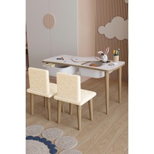 Özgürce Yumuşak Kumaşlı Çocuk Oyun ve Aktivite Masası Takımı, 2 Adet Sandalyeli