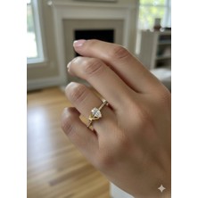 zdjewelry Çelik Xupıng Jewelry Kalp Kristal Zirkon Taşlı 14 K Altın Renk Tek Taş Kadın Yüzük