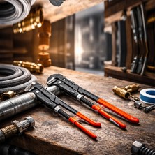 Flamex 1 Inc Parmak Maşalı Çelik Boru Anahtarı Kaymaz Kılıflı Sap KTX-022 (5047)