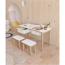 Özgürce Beyaz Montessori Çekmeceli Çocuk Aktivite ve Eğitim Masası