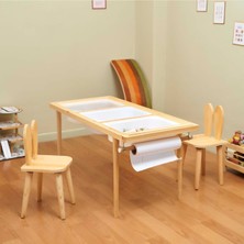 Özgürce Çocuklar Için Ahşap Aktivite Masası, 3 Sepet, Beyaz/kara Tahta, Kişiselleştirilebilir