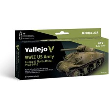 Vallejo 71625 8X18 Ml. Us Army Europe & North Africa 1942-1945, Model Air Serisi Model Boyası Seti