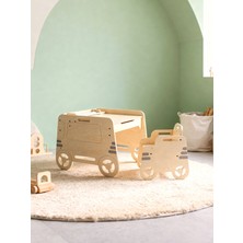 Özgürce Ahşap Çocuk Aktivite Seti, Montessori 1 Masa ve 1 Sandalye