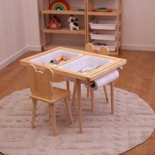 Özgürce Çocuklar Için Ahşap Aktivite Masası ve Sandalye Takımı