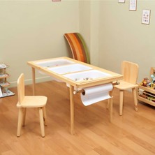 Özgürce Çocuklar Için Ahşap Montessori Aktivite Masası, Beyaz/kara Tahtalı, Kişiselleştirilebilir