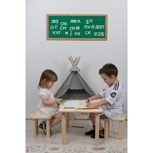 Özgürce Çocuklar Için Ahşap Masa ve 2 Tabure Takımı, Sağlıklı ve Şık Tasarım