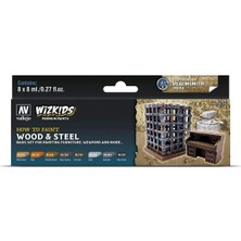 Vallejo 80256 8x8 Ml. Premium Set, Wood & Steel, Wizkits Serisi Model Boyası Seti