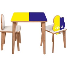 Özgürce Isme Özel Çocuk Aktivite Masası ve Sandalyeleri Seti, Ahşap Tasarım