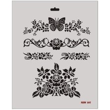 Mestore Rich New Seri N-107 Stencil 35X25 cm - 9996670583596