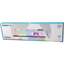 Flamex Beyaz Gökkuşağı Işıklı USB Kablolu Oyuncu Klavye - Mouse Set (5047)