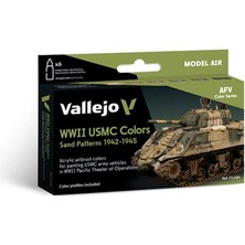 Vallejo 71624 6X18 Ml. Wwıı Usmc Colors Sand Patterns 1942-1945, Model Air Serisi Model Boyası Seti
