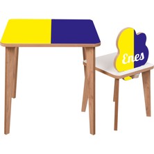 Özgürce Isme Özel Çocuk Ahşap Aktivite Masası ve Sandalye Takımı