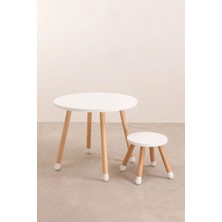 Özgürce Beyaz Montessori Çocuk Masası ve Tabureleri, Çocuk Odası Seti