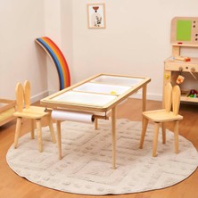 Özgürce Çocuklar Için Ahşap Aktivite Masası ve Sandalyeleri Seti
