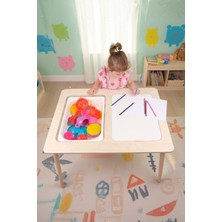 Özgürce Çocuklar Için Ahşap Oyun ve Çalışma Masası, 2 Saklama Alanı ile Keyifli Zaman