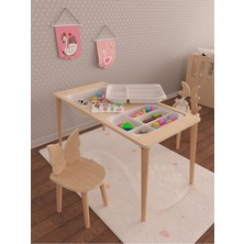 Özgürce Çocuklar Için Doğal Ahşap Çok Amaçlı Montessori Oyun ve Aktivite Masası