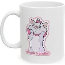 Ivart Canım Kendim -Kedi Baskılı Porselen Standart Kupa Bardak-Hediye-Prenses-Karım