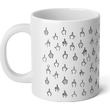 Ivart Küçük Orta Parmak Baskılı Porselen Standart  Kupa Bardak-Hediye-Nah