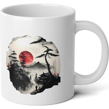 Ivart Japon Doğa Temalı Baskılı Premium Porselen Kupa Bardak