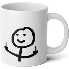 Ivart Çift Orta Parmak Baskılı Premium Porselen kupa bardak - Nah