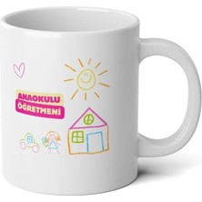 Ivart Kişiye Özel Öğretmenler Gününe Özel Anaokulu Öğretmeni Baskılı Premium Porselen kupa