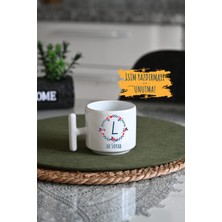 Ivart Kişiye Özel Kırmızı-Mavi Çiçekli L Harf  Porselen T Kulplu Kupa Bardak-Doğum Günü-Hediye-Nescafe