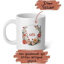 Ivart Kişiye Özel Ad Soyad Çiçek Temalı Baskılı Porselen Kupa Bardak-Isme Özel-Öğretmenler Günü-Hediye