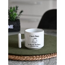 Ivart I Work Hard So My Cat Baskılı Porselen T Kulplu Kupa Bardak