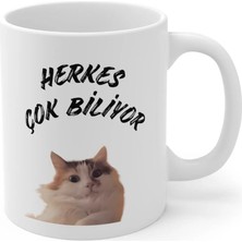 Ivart Kedi Herkes Çok Biliyor Baskılı Premium Porselen Kupa Bardak