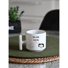 Ivart Tek Yön Karım Baskılı Premium Porselen T Kulplu Kupa Bardak-Motto
