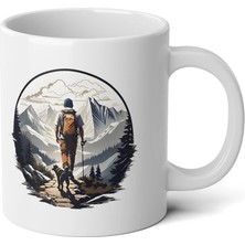 Ivart Doğa Kamp Manzaralı Adam Baskılı Premium Porselen Kupa Bardak