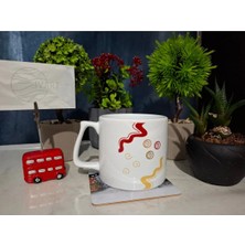 Ivart Karışık Renkli Çizgili Baskılı Lüks Kupa Bardak-Nescafe & Latte Fincanı-Motto
