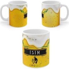 Ivart Kişiye Özel Bira Bardağı Temalı Baskılı Premium Porselen Kupa Bardak