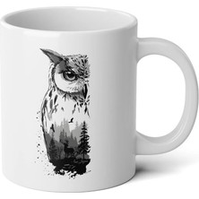 Ivart Orman Temalı Baykuş Baskılı Premium Porselen Kupa Bardak