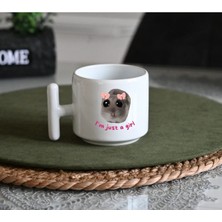 Ivart I Am Just A Girl-Üzgün Hamster-Baskılı Porselen T Kulplu Kupa Bardak-Hediye-Nah