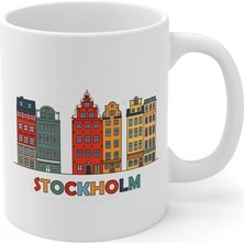 Ivart Stockholm Isveç Şehir Temalı Baskılı Premium Porselen Kupa Bardak