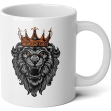 Ivart Kişiye Özel Aslan ve Kral Baskılı Premium Porselen Kupa Bardak-Hediye