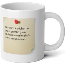 Ivart Kendime Not-Çünkü Senin Inanılmaz Bir Gücün Var Baskılı Premium Porselen Kupa Bardak