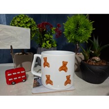 Ivart Küçük Oyuncaayıcık-Bear Baskılı Premium Porselen Lüks Kupa Bardak-Nescafe & Latte Fincanı-Motto