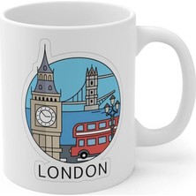 Ivart London Londra Şehir Temalı Baskılı Premium Porselen Kupa Bardak