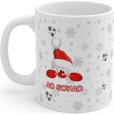 Ivart Kişiye Özel-Noel Baba-Geyik Ad Soyad Baskılı Porselen Kupa Bardak-Yeni Yıl-Hediye