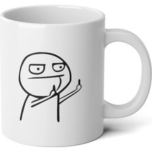 Ivart Özel Çizim Orta Parmak Baskılı Premium Porselen Kupa Bardak - Nah