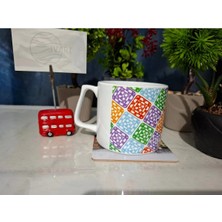 Ivart Renkli Dantel Baskılı Lüks Kupa Bardak-Nescafe & Latte Fincanı-Motto