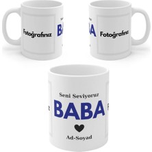 Ivart Kişiye Özel Kişiselleştirilebilir Fotoğraflı Babalar Günü Baskılı Premium Porselen Kupa Bardak