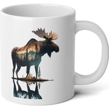 Ivart Orman Temalı Geyik Baskılı Premium Porselen Kupa Bardak