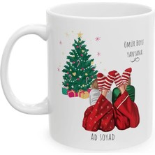 Ivart Kişiye Özel Yılbaşı Temalı Ad Soyad -Ömür Boyubaskılı Porselen Kupa Bardak-Yeni Yıl-Hediye