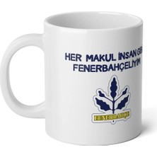 Ivart Her Makul Insan Gibi Tasarım Baskılı Beyaz Porselen Kupa Bardak-Fener-Alex-Lacivert-