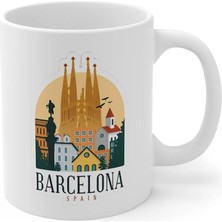 Ivart Barcelona Ispanya Şehir Temalı Baskılı Premium Porselen Kupa Bardak