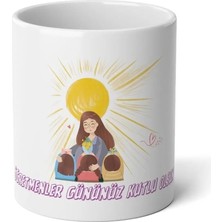 Ivart Kişiye Özel Öğretmenler Gününe Özel-4güneş Öğret-Baskılı Premium Porselen Kupa Bardak