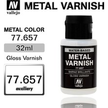 Vallejo 77657 32 Ml. Gloss Metal Varnish, Metal Color Serisi Model Boyası